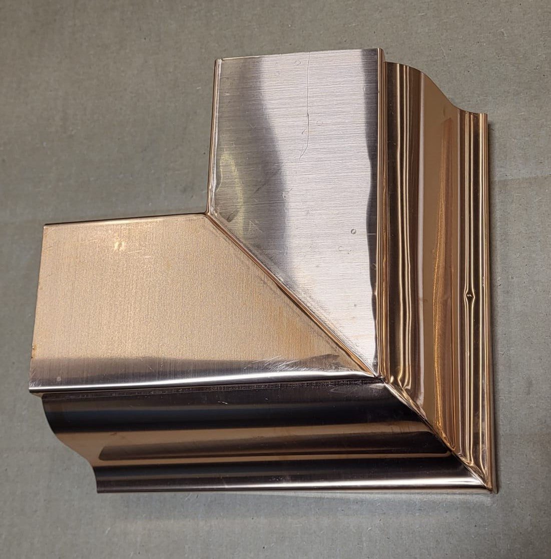 Copper Box Miter for K Style Gutters Available in 5" or 6" Inside or Outside