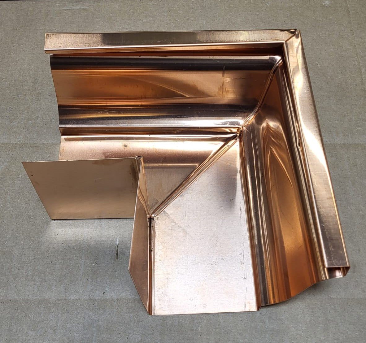 Copper Box Miter for K Style Gutters Available in 5" or 6" Inside or Outside
