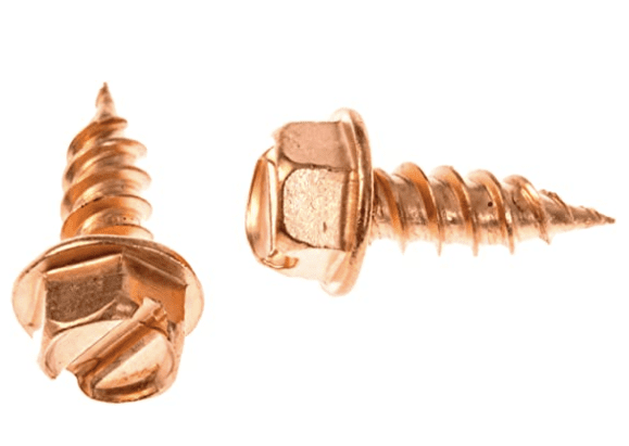 Copper #8 Zip Screws 1/2" Self Peircing Slotted Hex Washer Head Pack of 100